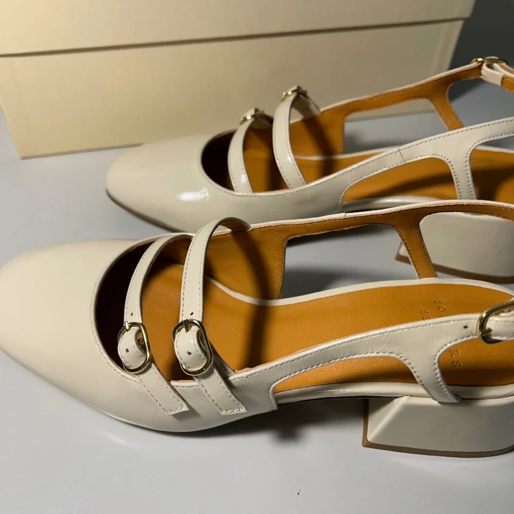 NEW Womens Sezane Paula Babies White Lacquer Shoes size US 6 FR 37 - Picture 1 of 16